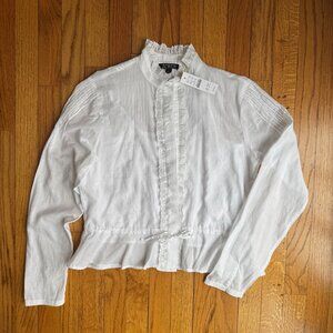 J. Crew Lace-trim Cinched-waist Top